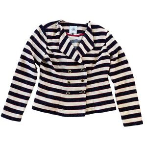 Cabi Love Carol White Blue Red Striped Cruise Jacket Women's size 10 Nautical‎